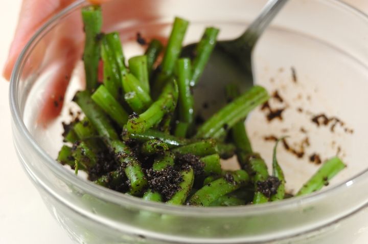 サヤインゲンのゴマよごしの作り方2