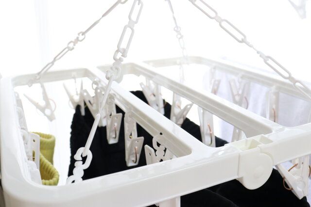 タオルも干せる折りたたみピンチハンガー 使用例