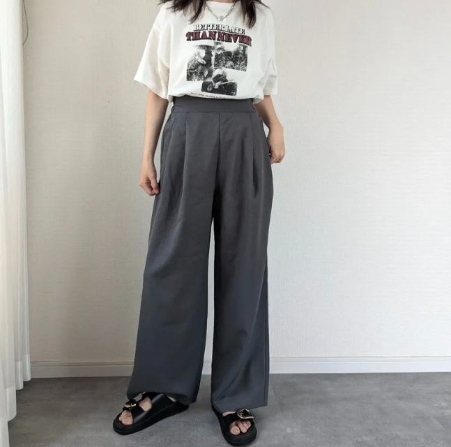 HDK*2タックワイドPを着たコーデ