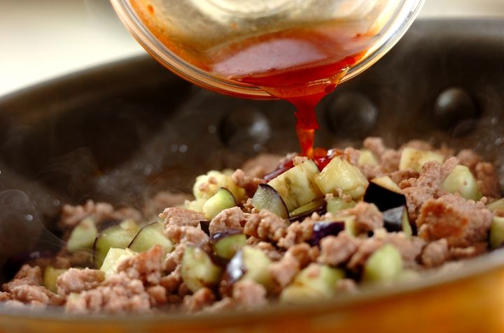 ナスとひき肉のエスニック混ぜご飯の作り方2