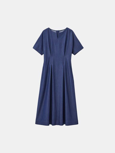 2025plstシャンブレータックワンピース