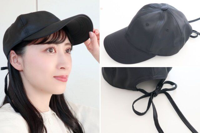 pink trick サテンリボンキャップ（ブラック）