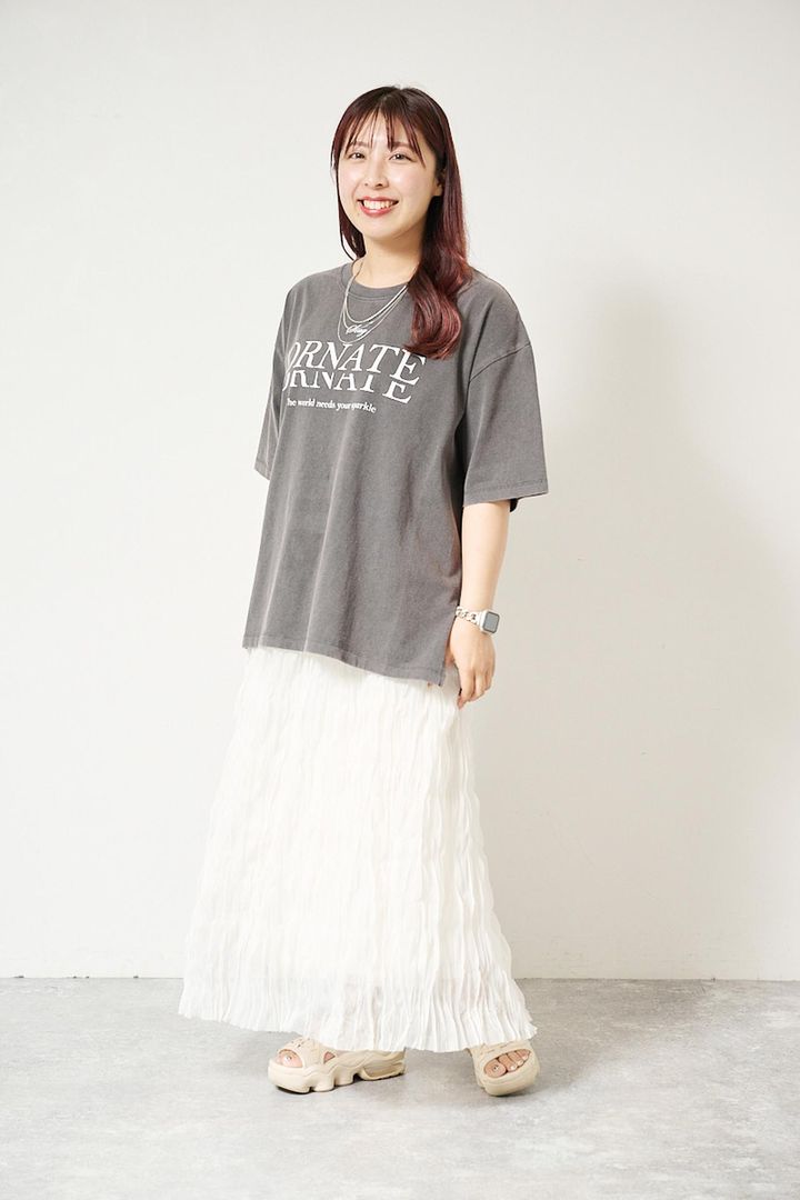 画像: 【GLOBAL WORK】しゅりプロデュース / ロゴT＆チュールスカートセット¥8,990（フリーサイズ） ※身長155㎝、31才 www.dot-st.com