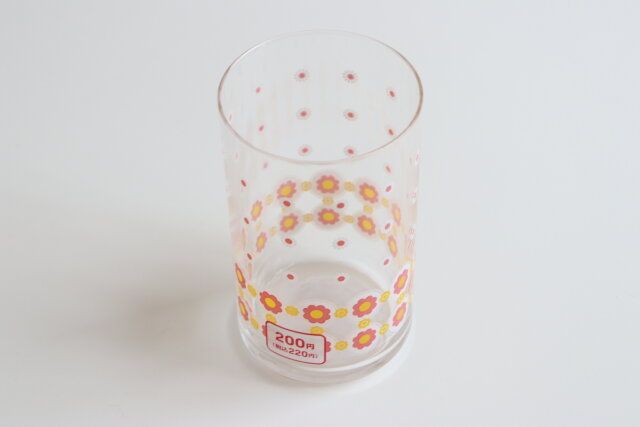 懐かしのソーダグラス（花、オレンジ・ピンク、約420mL）
