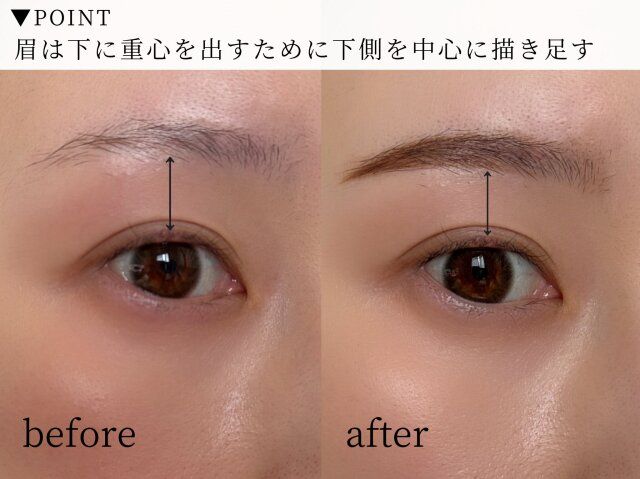 眉は「下」に描いて距離を縮める ビフォー アフター