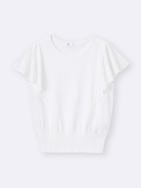 GUのシアーラッフルスリーブセーター