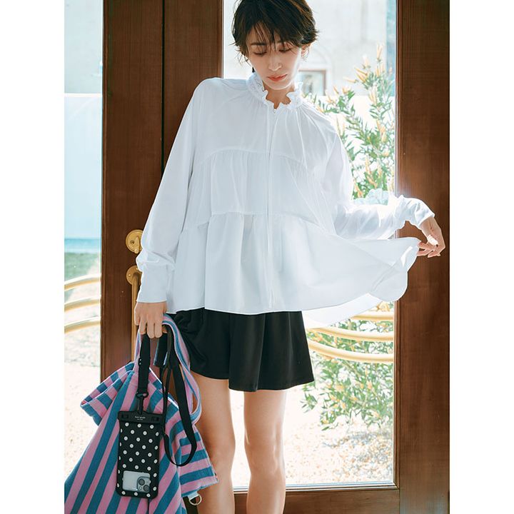 ブラウス見えアウター, ラッシュガードコーデ