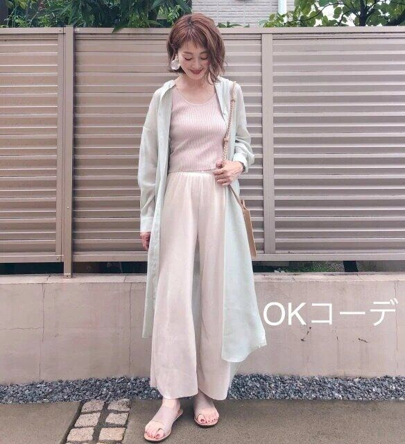 シアーシャツワンピース羽織りOKコーデ