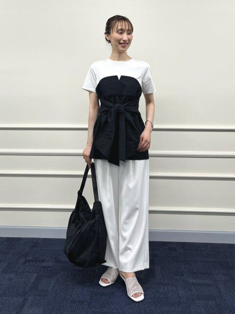 白ワイドパンツコーデ4