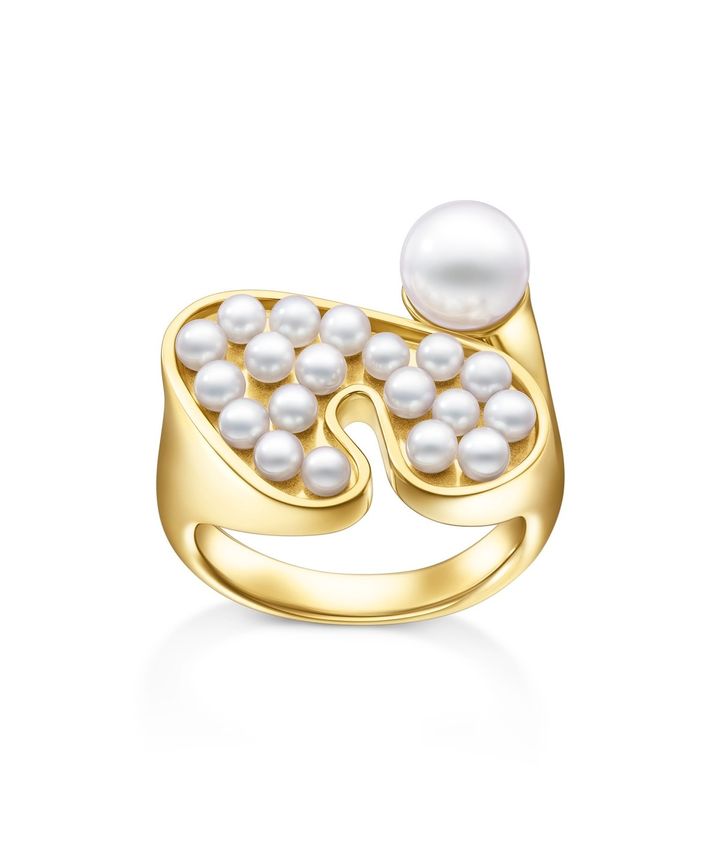 「フルイド」リング（YG×あこや真珠×淡水真珠）￥924,000