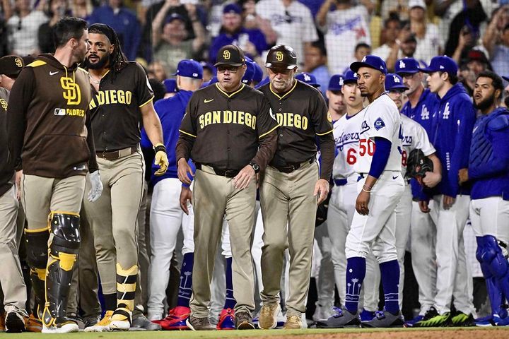 死球続きで乱闘騒ぎとなった、ドジャースとパドレス（C）Getty Images