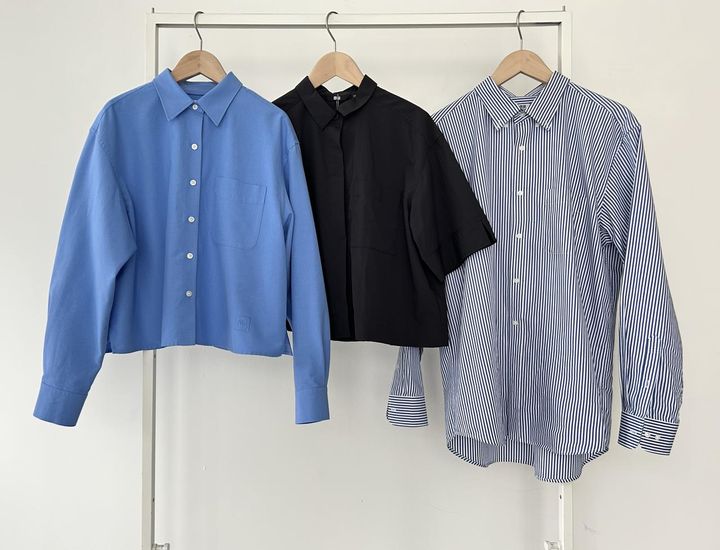 画像: 左から：【ユニクロ アンド ジェイ ダブリュー アンダーソン】オックスフォードシャツ¥3,990、【ユニクロ】ナイロンボクシーショートシャツ/5分袖¥2,990、ブロードシャツ/ストライプ/ボタンダウン¥2,990 www.uniqlo.com