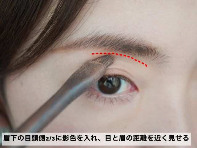 眉下の目頭側2／3に影色を入れる