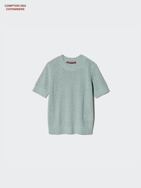 ユニクロのテクスチャーリネンクルーネックセーター