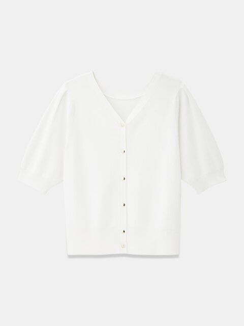 PLSTのUVカットレーヨンブレンド半袖2WAYカーディガン