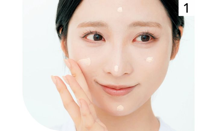 5点置きして指で伸ばす