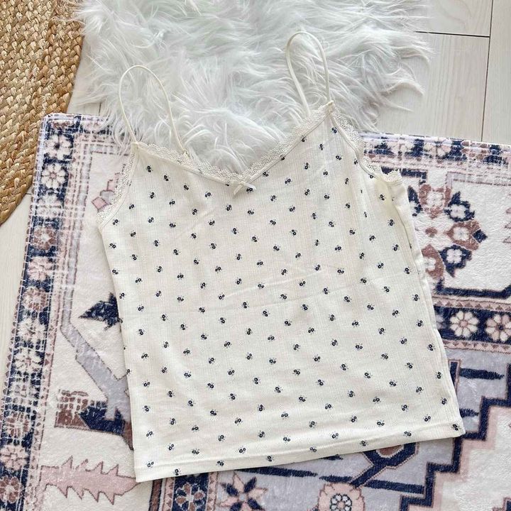 画像: コットンブレンドクロップドキャミソール