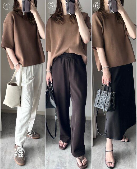 ユニクロのウォッシャブルミラノリブセーター半袖のコーデ2