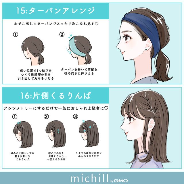 ターバンアレンジ 片側くるりんぱ