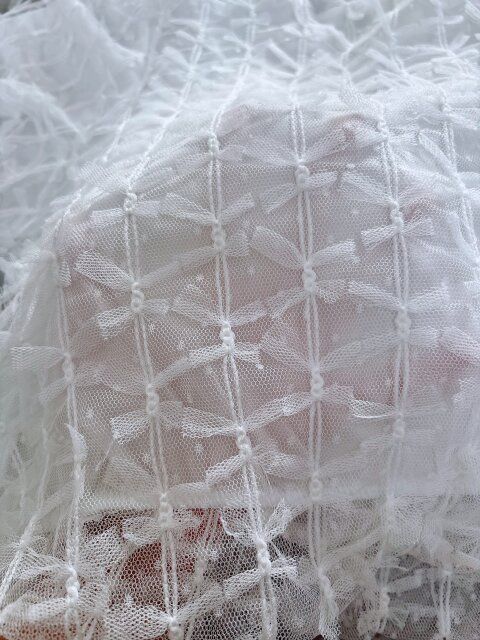 coca リボンチュールブラウス White 透け感があり