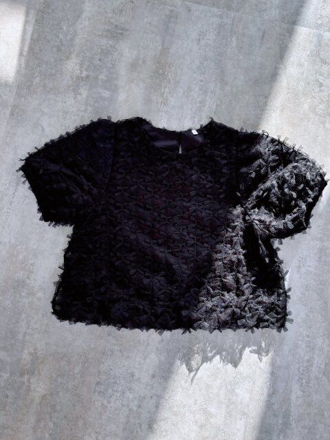 coca リボンチュールブラウス Black