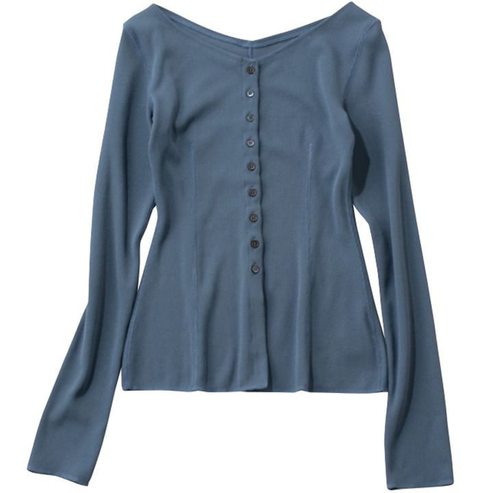 エイチ ビューティー＆ユースのブルーVネックカーディガン