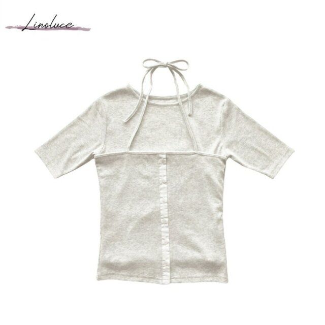 しまむらのリブキャミソールとプルオーバー