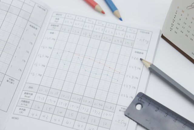 セリア体重記録ノートは1ページに1週間分のデータを書き込める