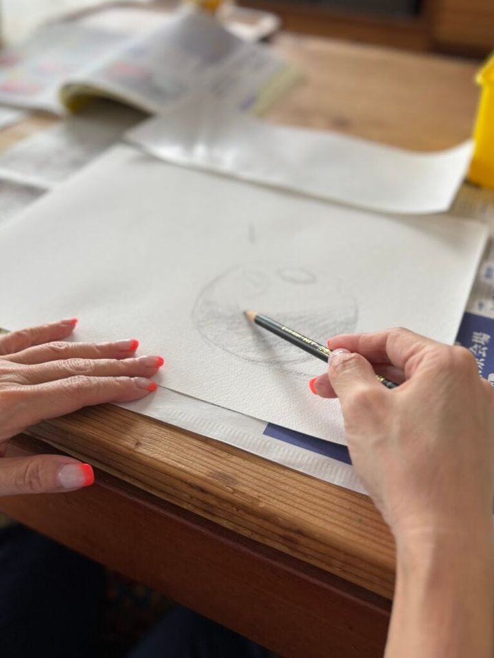 リンゴの絵の下描き