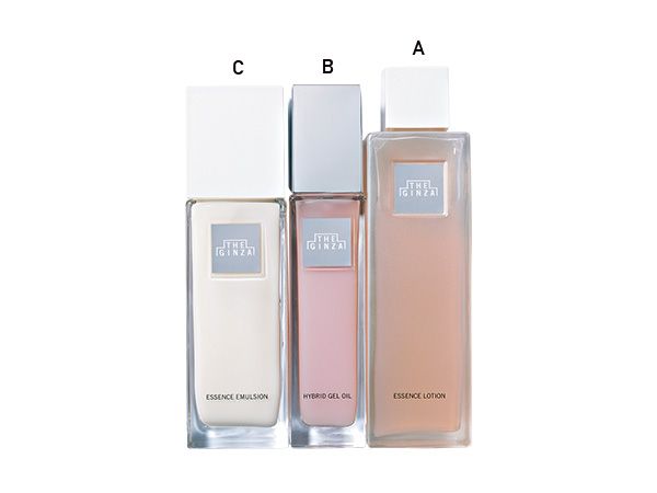 【A】エッセンスローション n 【B】ハイブリッドジェルオイル n 【C】エッセンスエマルジョン n