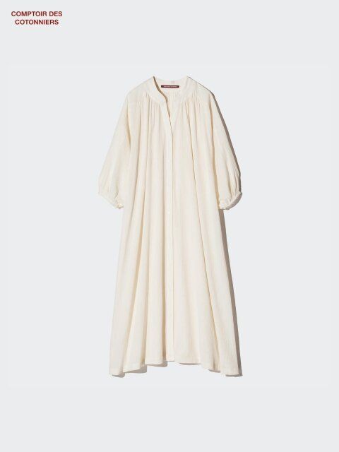 ユニクロのワッシャーコットンロングワンピース