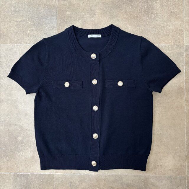 GU メタルボタンカーディガン（半袖）Q NAVY