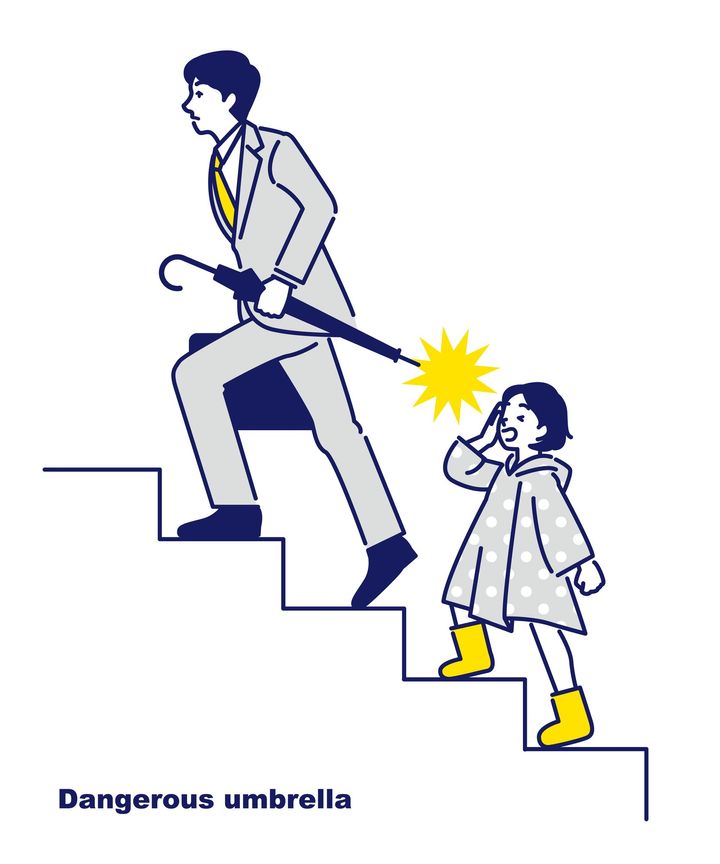 「傘」の横持ちがもたらす“危険性”のイメージ