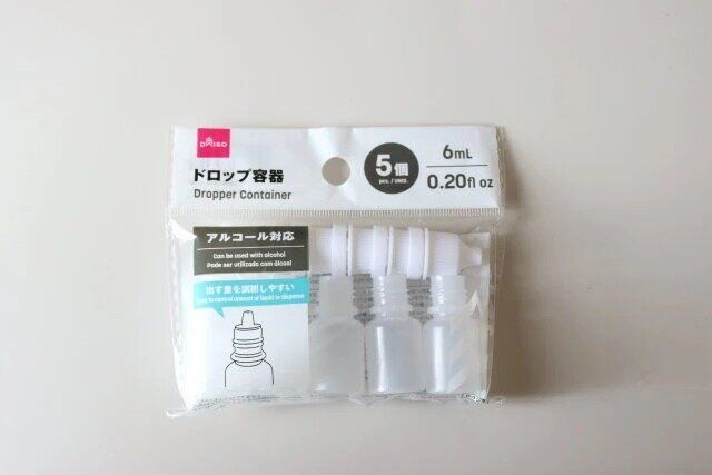 ダイソー ドロップ容器（6mL、5個） パッケージ