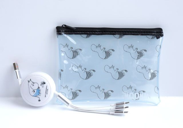 宝島社オトナミューズ8月号増刊の付録のMOOMINの巻き取り式USBケーブル＆ビニールポーチ