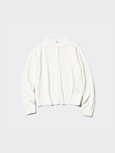 ユニクロ UVカットクルーネックカーディガン OFF WHITE