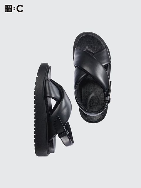 ユニクロ クロスストラップサンダル BLACK
