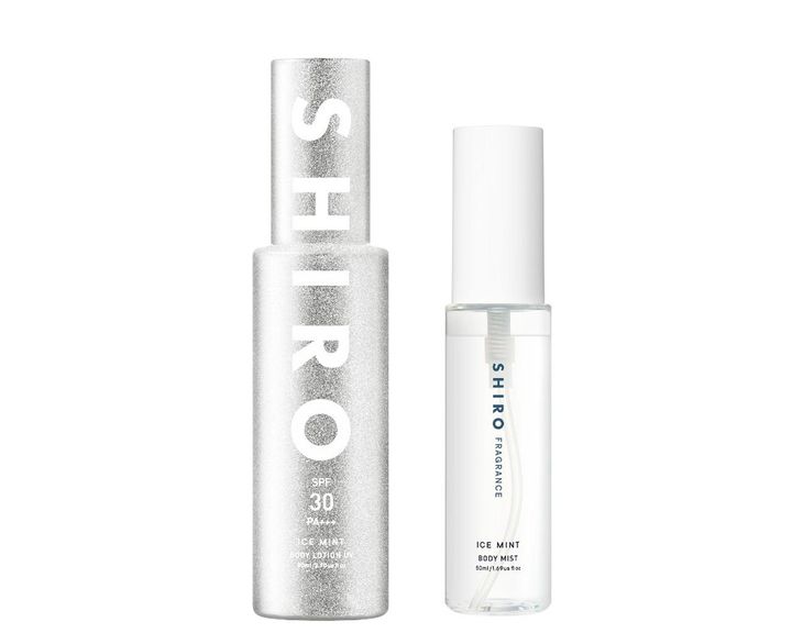画像: 左 アイスミントボディローションUV SPF30PA+++（数量限定発売）80mL ¥3,850、右 アイスミント ボディミスト 50mL ¥1,980（ともにシロ）