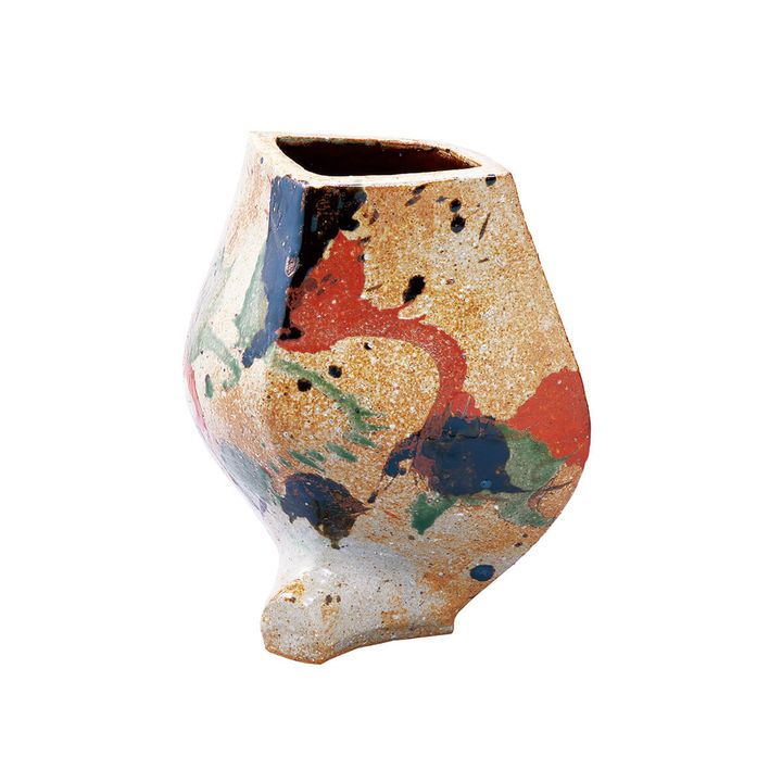 河井寛次郎《三色釉扁壺》