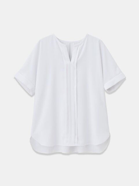 PLSTのジョーゼットフロントタックブラウス