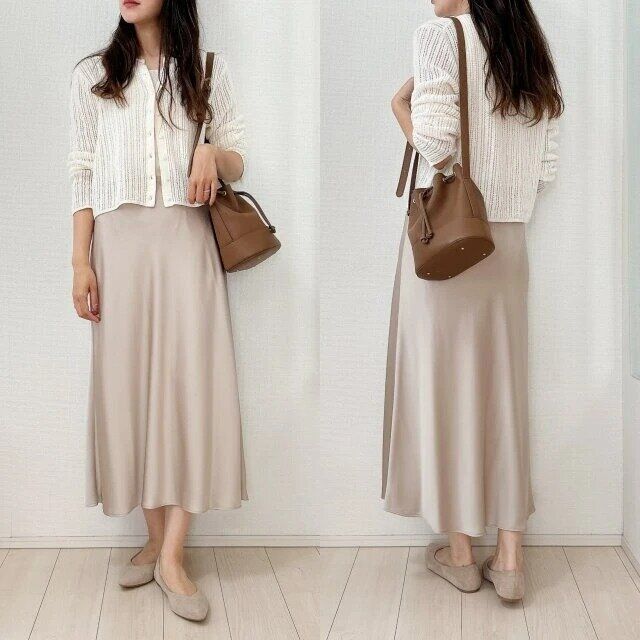 2025gu夏ブークレ透かし編みカーディガンお手本コーデ