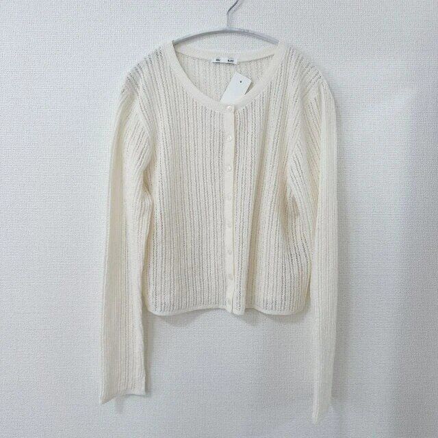 2025gu夏ブークレ透かし編みカーディガン