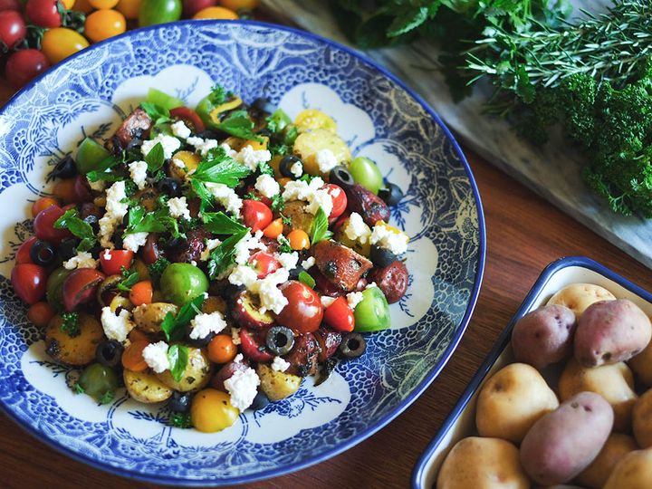 ギリシャ風ローストポテトのトマトサラダ