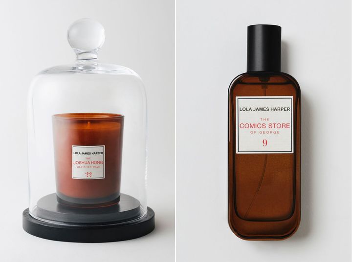 〈左から〉日本初上陸となるキャンドルは、グリーンティーなどが心地よく香る。#22 ザ ジョシュア ホン ハン リバー ウォーク – センティッド キャンドル 190g￥12,100 二つの感性が共鳴して生まれた香りは、空間だけでなく心をも明るく照らす。#22 ザ ジョシュア ホン ハン リバー ウォーク – ホーム スプレー 50ml￥12,100（ともにポップアップにて2025年7月5日より発売。オンラインでは6月27より予約受付開始、9月より順次発送予定）