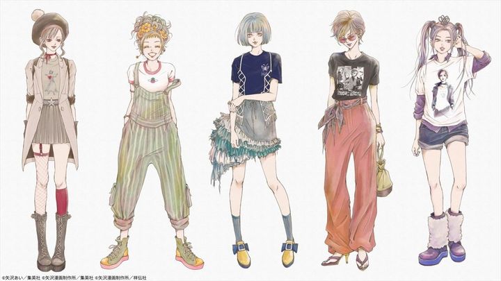 矢沢あいさんが描き下ろした「コーディネートイラスト」（C）矢沢あい／集英社 （C）矢沢漫画制作所／集英社 （C）矢沢漫画制作所／祥伝社