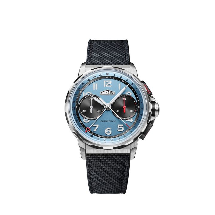 アンジェラス クロノデイト チタン ストームブルー エディション