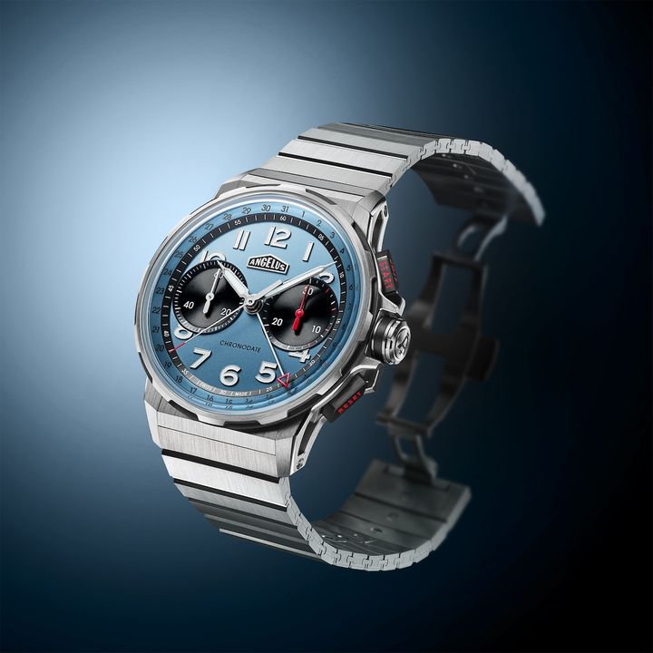 アンジェラス クロノデイト チタン ストームブルー エディション