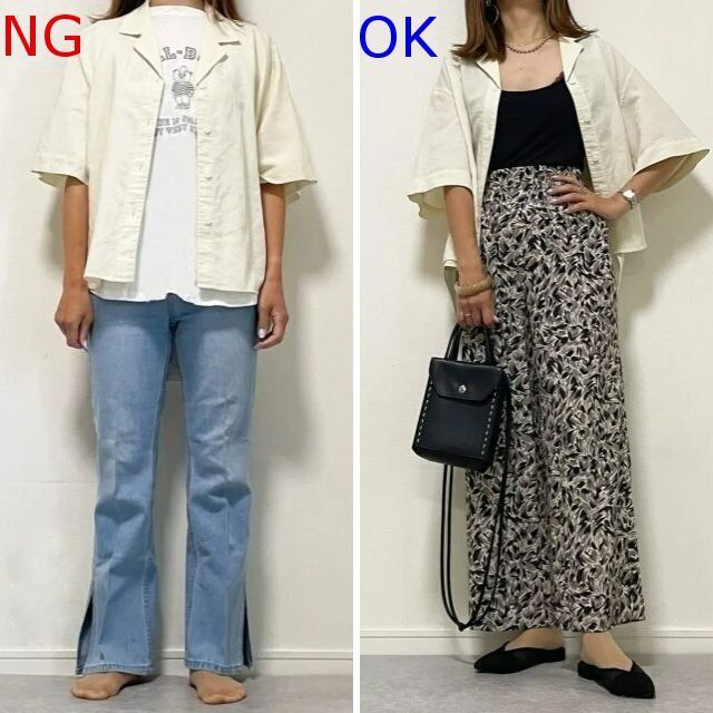 オープンカラーシャツNG＆OKコーデ