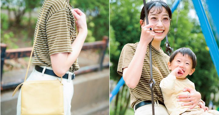 細ボーダーTシャツに白デニムを合わせた読者の私服コーデ