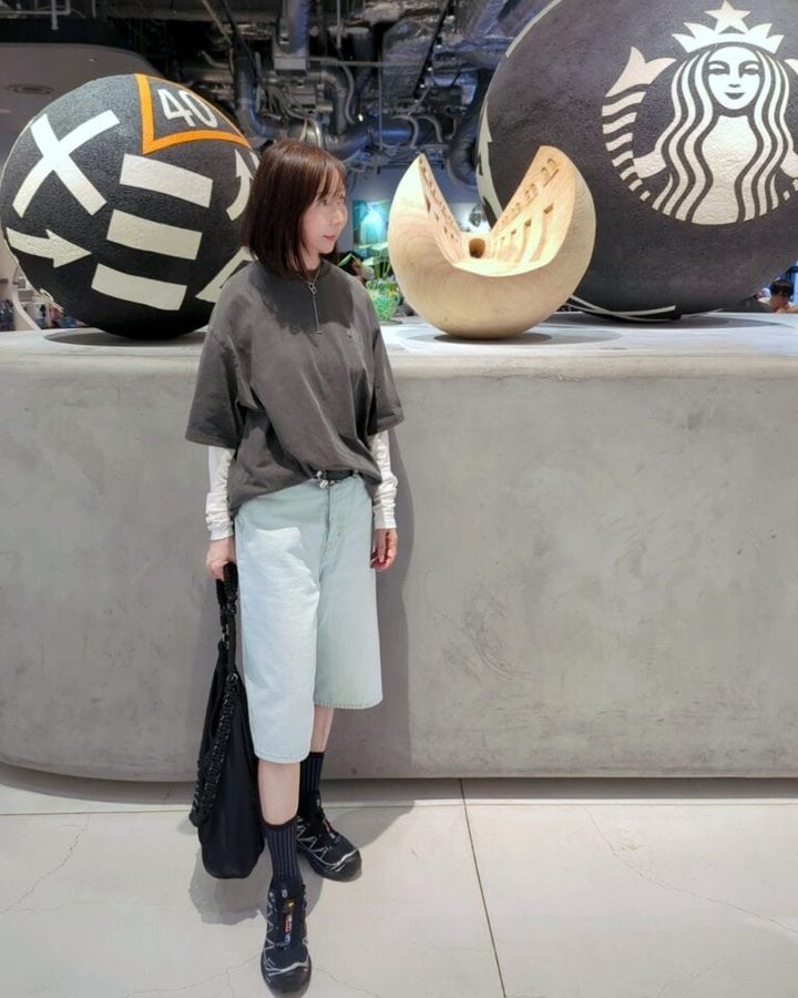 トレンドバミューダショーツ白デニム（H＆M）